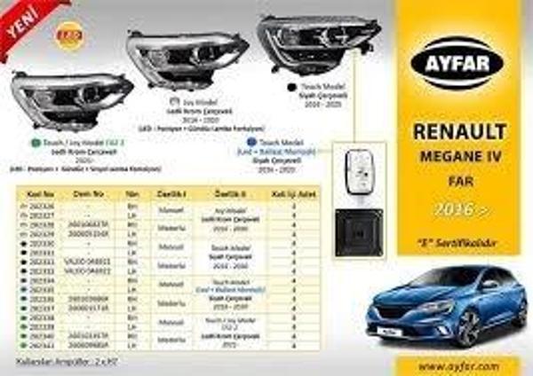 Far Megane Iv 16-20 Joy Model Ledli Krom Çerçeveli Manuel Sağ (Oem No: 202326) - Image 1