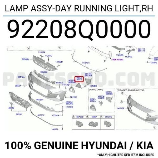 Kore İ20 Bayon 2020- Gündüz Farı Sağ  (Oem No:92208Q0000) - Image 1