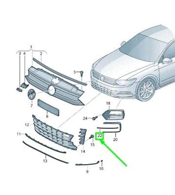 Tampon Çıtası Vw Passat Bm 14-20 (Oem No: 3G0853764B2Zz) - Image 1