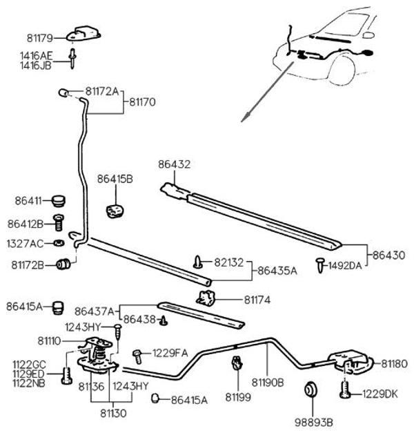 Tel Kaput Açma S-Coupe 1990-95 (Oem No:8119023000) - Image 1