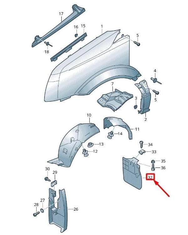 Paçalık Arka Sol Crafter None (Oem No: Vw-2E1821821D) - Image 1