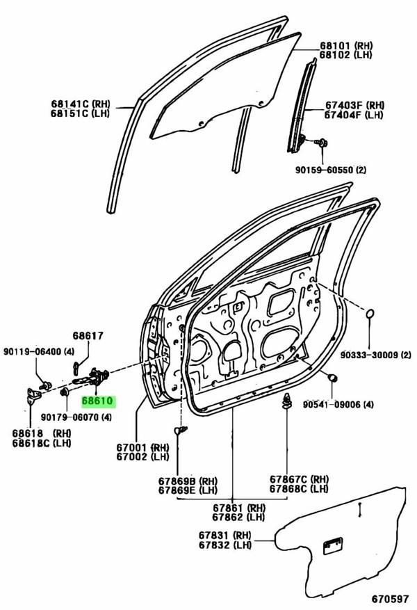 Toyota Avensis- 01/02; Ön Kapı Durdurucusu Sağ/Sol Aynı (Adet) (Kapı Gergisi) (Oem No: 68610-20180) - Image 1