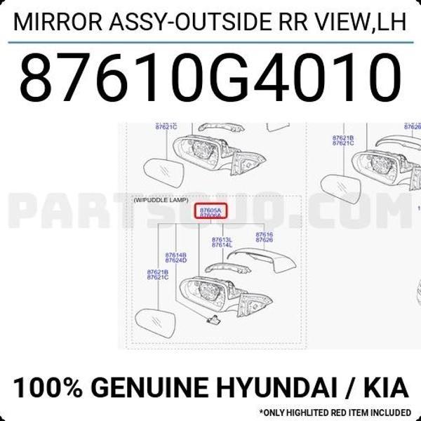 Ayna Dış Dikiz I-30 2016 Sonrası Elektrikli Sinyalsiz Style Sol (Oem No:87610G4010) - Image 1
