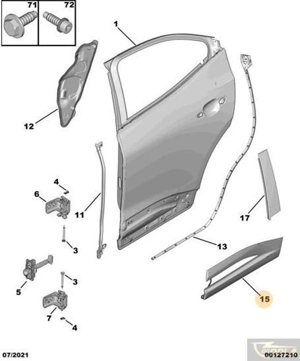 Kapı Bandı Arka Sol Opel Mokka Bm 21- (Oem No: 98410106Xt) - Image 1