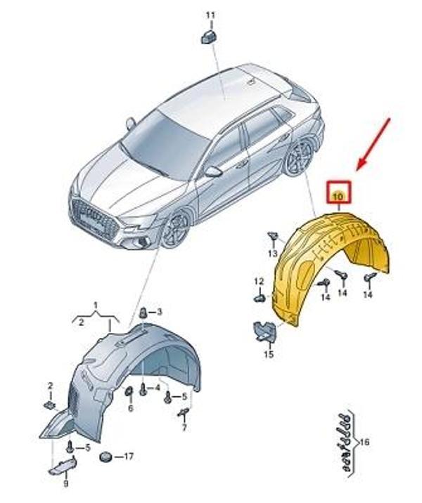 Vw A3 2020- Çamurluk Davlumbazı Arka Sağ  (Oem No:8Y0810172A) - Image 1