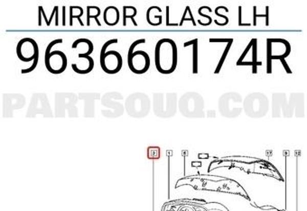 Renault Megane Iıı/Latitude 2009- Ayna Camı Sol Isıtmalı (Oem No:963660174R) - Image 1