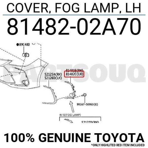 Sis Lamba Kapağı Corolla 19Sonrası Siyah Sol (Oem No: 81482-02A70) - Image 1