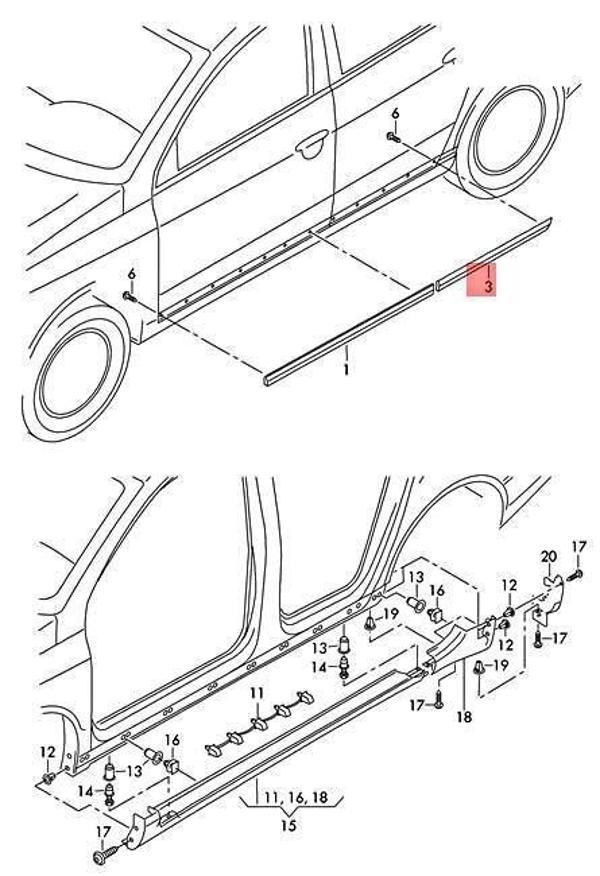 Kapı Bandı Passat 10-15 (Nikelajlı) Arka Sol (Oem No: 3Aa854949Agru) - Image 1