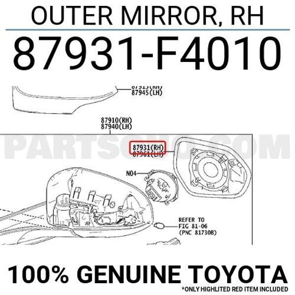 Toyota C-Hr Elektrikli Ayna Camı 2016-2023 Sağ (Oem No:87931F4010) - Image 1
