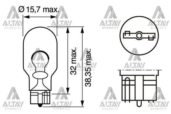 Ampül Eco 12V Büyük Dipsiz 16W / W16W Sinyal Ve Fren Ampülü Dipsiz 67 (Oem No:1987302821) - Image 1