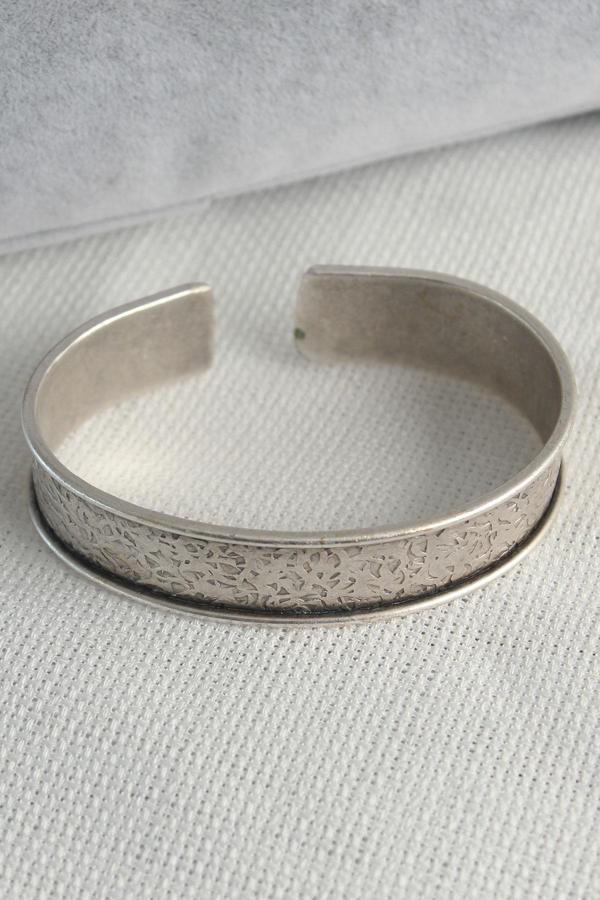 Bakımlı Erkek için Retro Silver Motif Plakalı Bileklik - Image 1