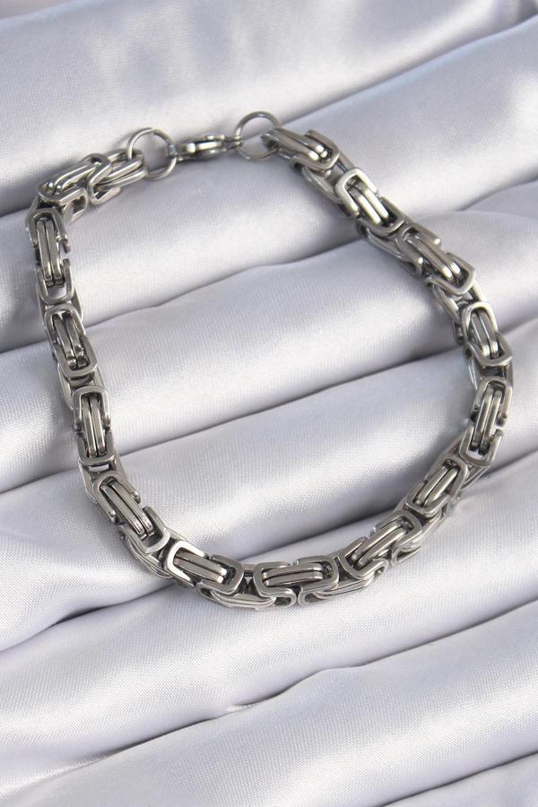 Bakımlı Erkek için Silver Çelik Kral Zincir Bileklik - Image 1