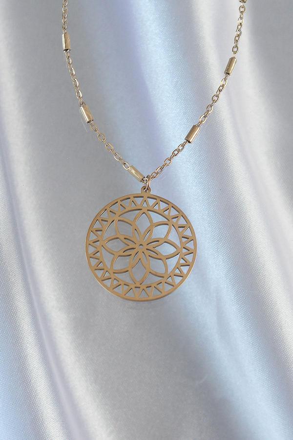 Zarif Kadın için Golden Çelik Zincir Lotus Kolye - Image 1