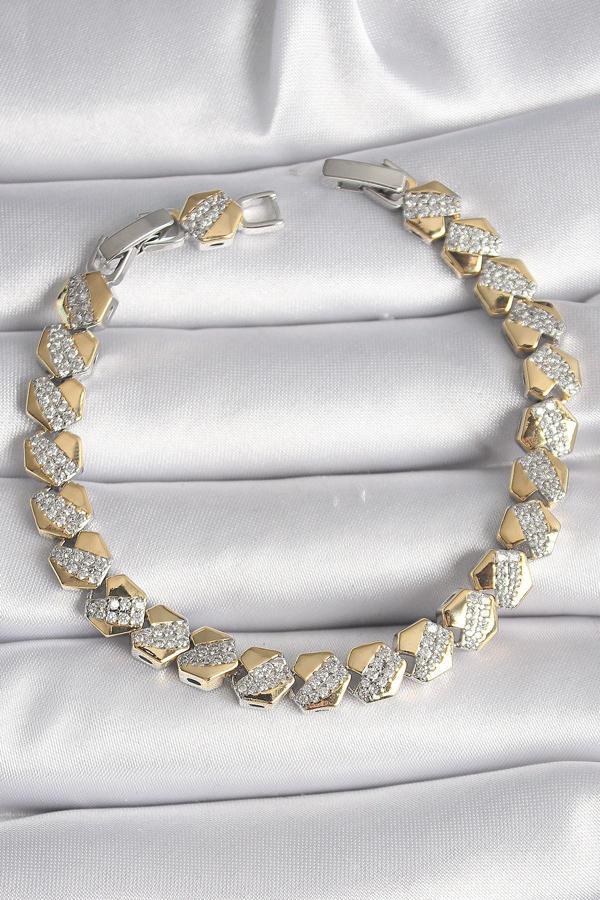 Zarif Kadın için Alaca Pirinç Kalp Zirkonlu Stil Bileklik - Image 1