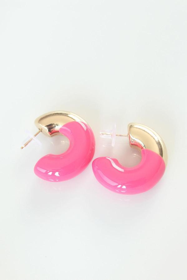 Zarif Kadın için Alaca Pirinç Pembe Golden Küpe - Image 1