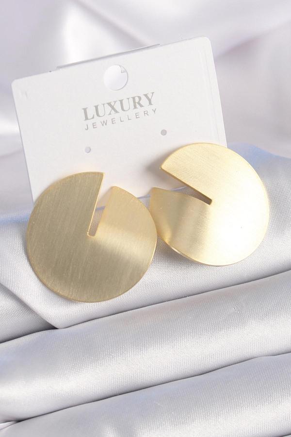 Zarif Kadın için Golden Pirinç Daire Plaka Küpe - Image 1