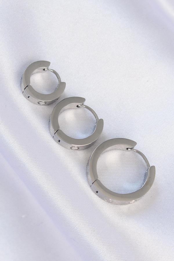 Zarif Kadın için Silver Çelik Üçlü Halka Küpe - Image 1