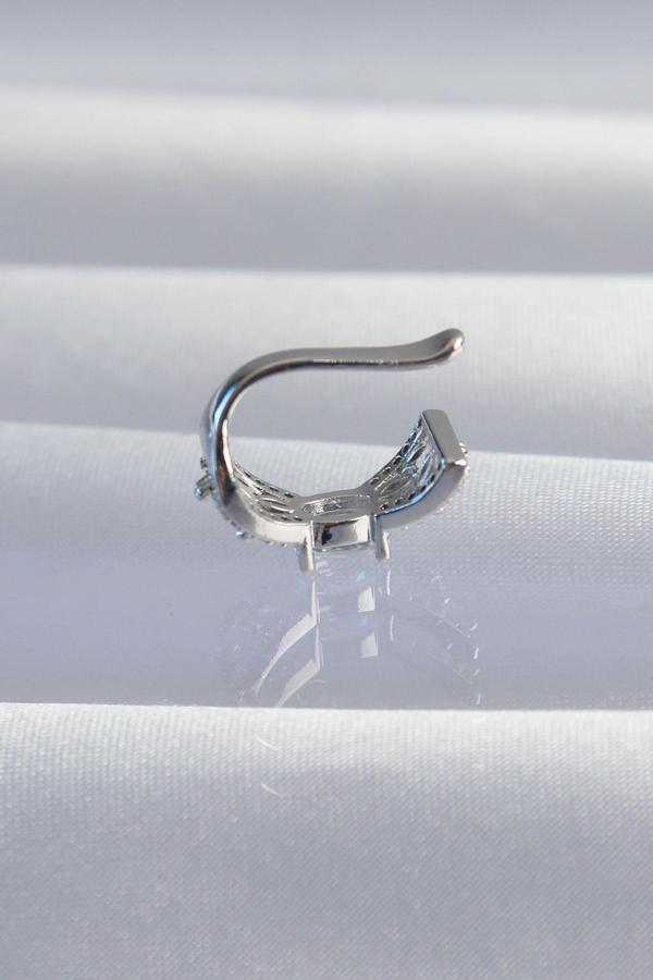 Zarif Kadın için Silver Pirinç Zirkonlu Earcuff Küpe - Image 1