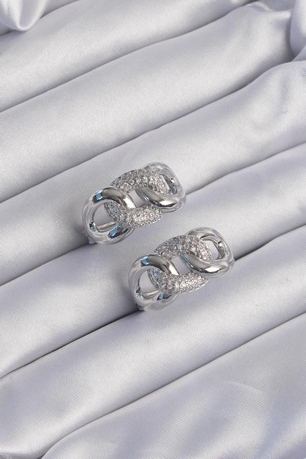 Zarif Kadın için Silver Pirinç Zirkonlu Samanyolu Küpe - Image 1