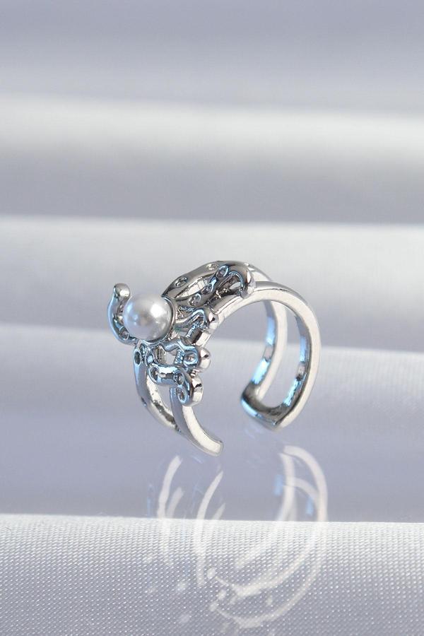 Zarif Kadın için Silver Pirinç İncili Ahtapot Earcuff Küpe - Image 1