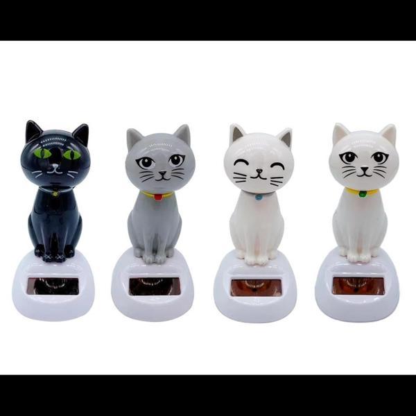 Büro Ev Ofis Dekoru için Solar Şarjlı Sallanan Kedi Objesi - Image 1
