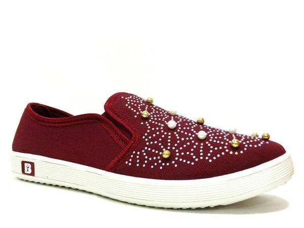 Almira Bordo Boncuklu Bağcıksız Anatomik Comfort Sneaker Babet - Image 1
