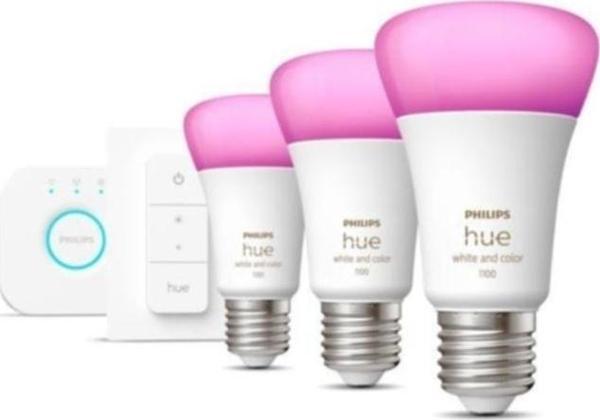 Philips Hue Renkli Akıllı Başlangıç Seti 3'lü Kumandalı E27 Bluetooth Özellikli - Image 1