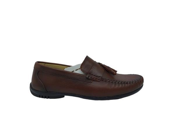 Zerhan 100 Erkek Taba Hakiki Deri Günlük Kullanım Loafer Ayakkabı - Image 1