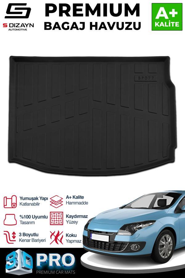S-Dizayn Renault Megane 3 3D Pro Bagaj Havuzu 2009-2016 A+ Kalite - Image 1