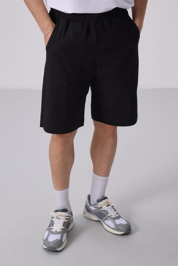 Siyah Standart Fit Dokuma Hafif Esnek Chino Şort - 81290 - Image 1