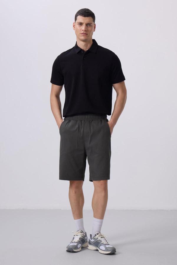 Antrasit Standart Fit Dokuma Hafif Esnek Chino Şort - 81290 - Image 1