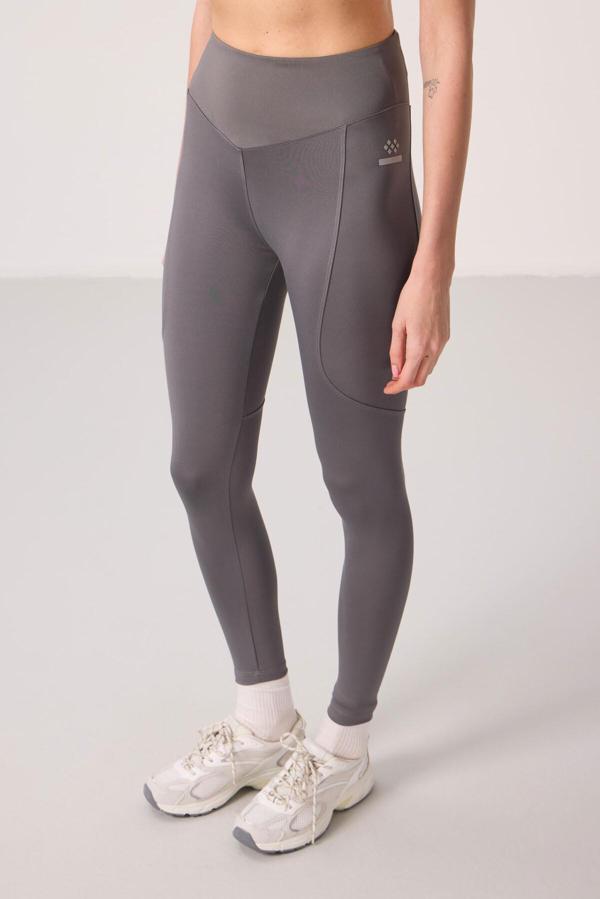 Koyu Gri Polyester Standart Fit Esnek Performans Kadın Tayt - 94666 - Image 1