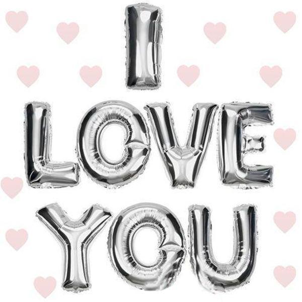 I Love You Folyo Balon Gümüş Renk 35 CM - Image 1