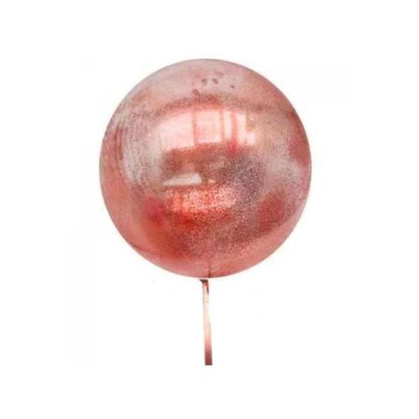 Kırmızı Simli Yuvarlak Şeffaf Balon 24 İnç - Image 1