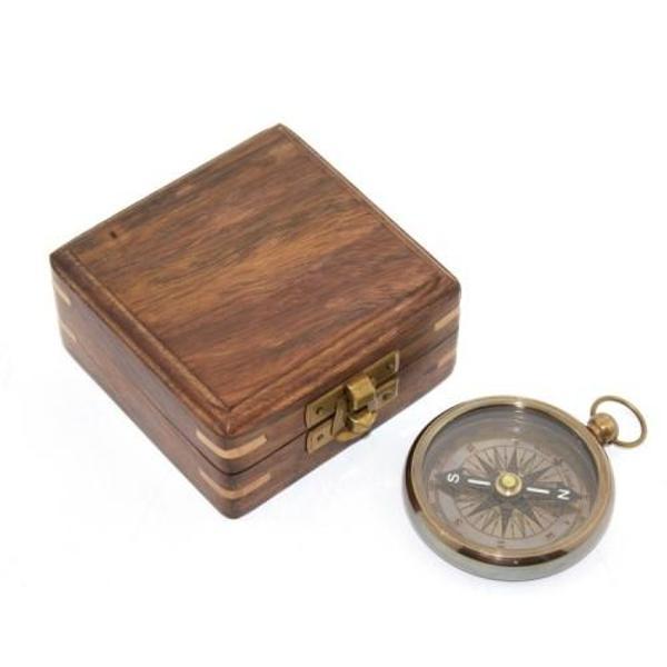 Ahşap Kutulu Pirinç Pusula Model 1 - Image 1
