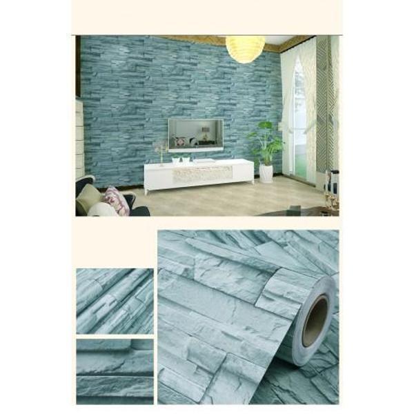 Mavi Tuğla 3D Duvar Kaıdı 3 Metre - Image 1