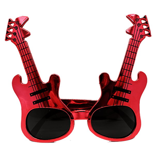 Kırmızı Renk Gitar Şekilli Parti Gözlüğü - Image 1