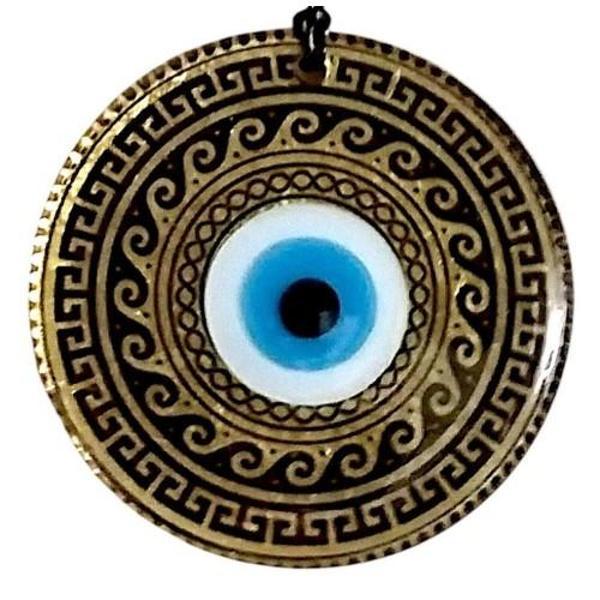 Altın Varaklı Nazar boncuklu Füzyon cam El İşçiliği 12 Cm Duvar Süsü Nazarlık Hediyelik Eşya - Image 1