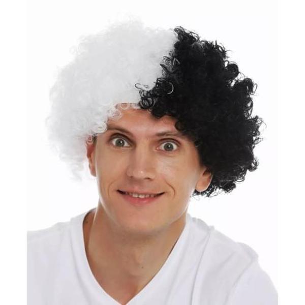 Siyah Beyaz Kıvırcık Afro Bonus Taraftar Peruğu - Image 1