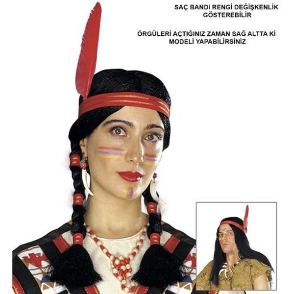 Tüylü Örgülü Kızılderili Parti Peruğu - Image 1