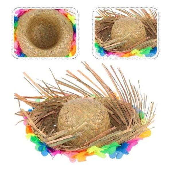 Natural Renkli Püsküllü Örme Hasır Hawaii Şapka - Image 1