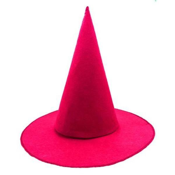 Pembe Fuşya Renk Keçe Cadı Şapkası Yetişkin Çocuk Uyumlu 35X38 cm - Image 1