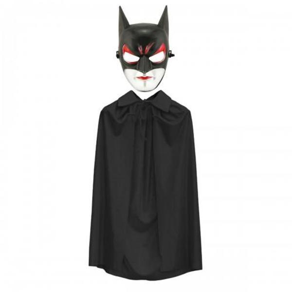 Batman Maskesi Catwoman ve Batman Pelerini Siyah Set - Image 1