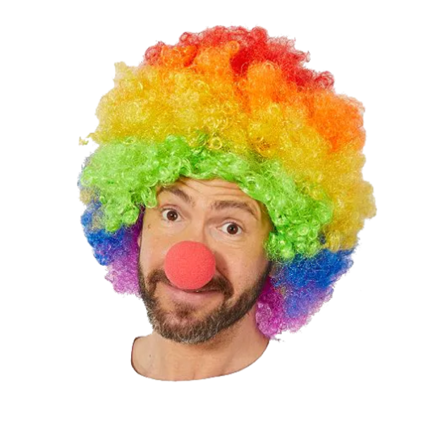 Gökkuşağı Afro Peruk ve Kırmızı Sünger Burun - Image 1