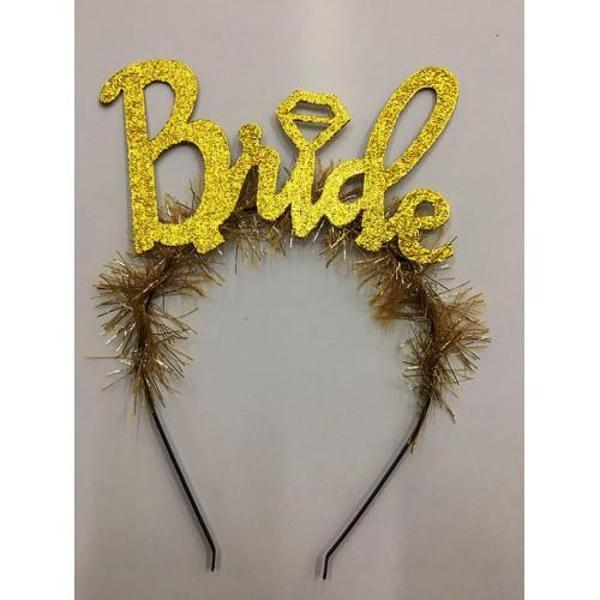 Altın Renk Bekarlığa Veda İtalik Yazı Alyanslı Bride Taç - Image 1