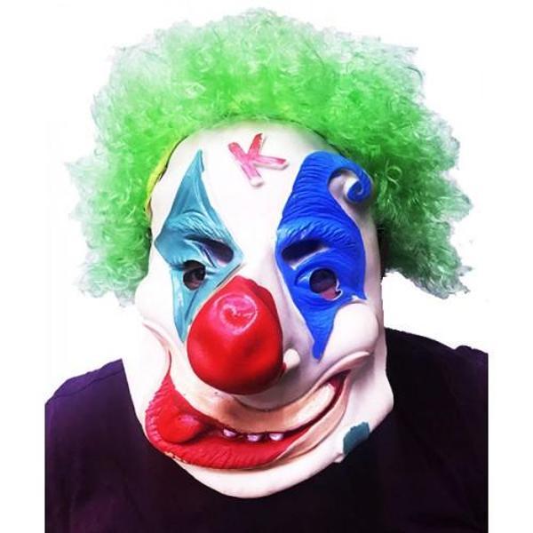 Yeşil Afro Peruklu Palyaço Maske - Image 1