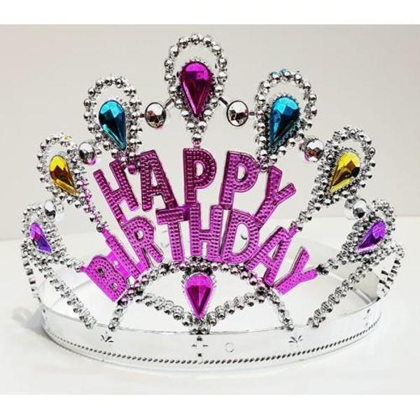 Gümüş Renk Happy Birthday Yazılı Doğum Günü Tacı - Image 1
