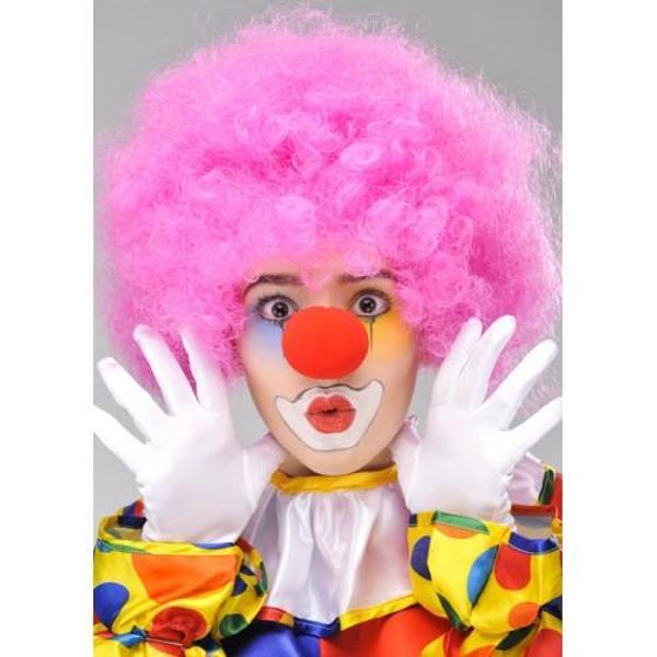 Pembe Renk Kıvırcık Bonus Peruk ve Kırmızı Burun Seti - Image 1