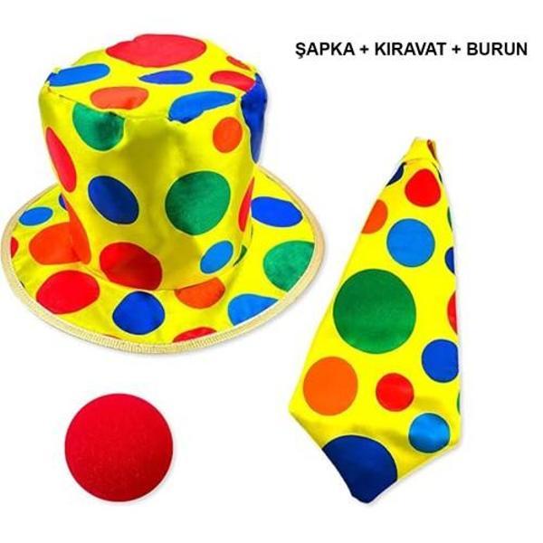 Renkli Palyaço Kostüm Seti – 3 Parça Aksesuar - Image 1