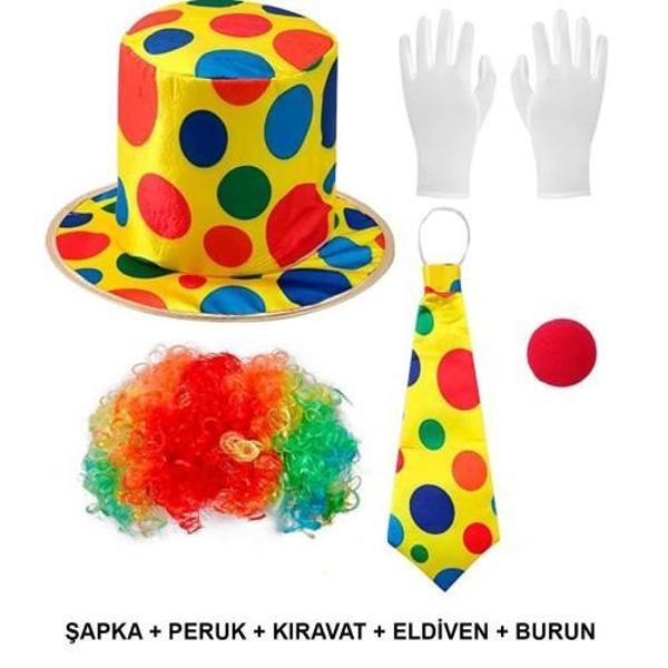 Renkli Palyaço Kostüm Seti – 5 Parça Aksesuar - Image 1